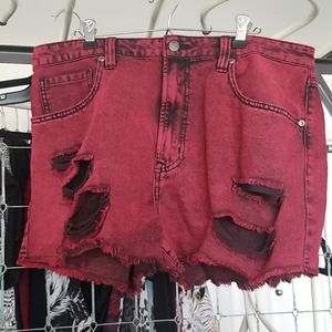 Vintage Red Cutoff High Waisted Shorts